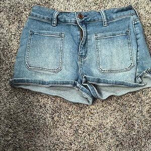 SO Blue Jean Shorts High-Waisted Cuffed